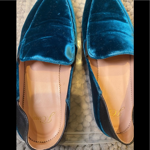J. CREW Teal Blue Velvet Convertible Flats - Picture 2 of 6